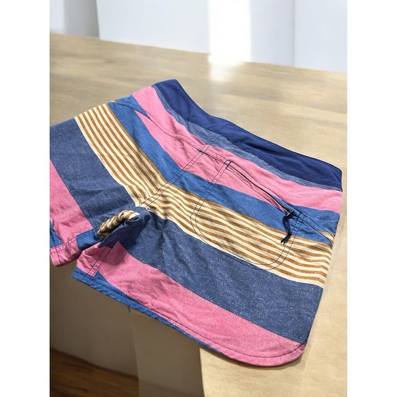 Patagonia Wavefarer Board Shorts Women's 2 Fitz Stripe Blue 5" Swim Trunks - Picture 7 of 8